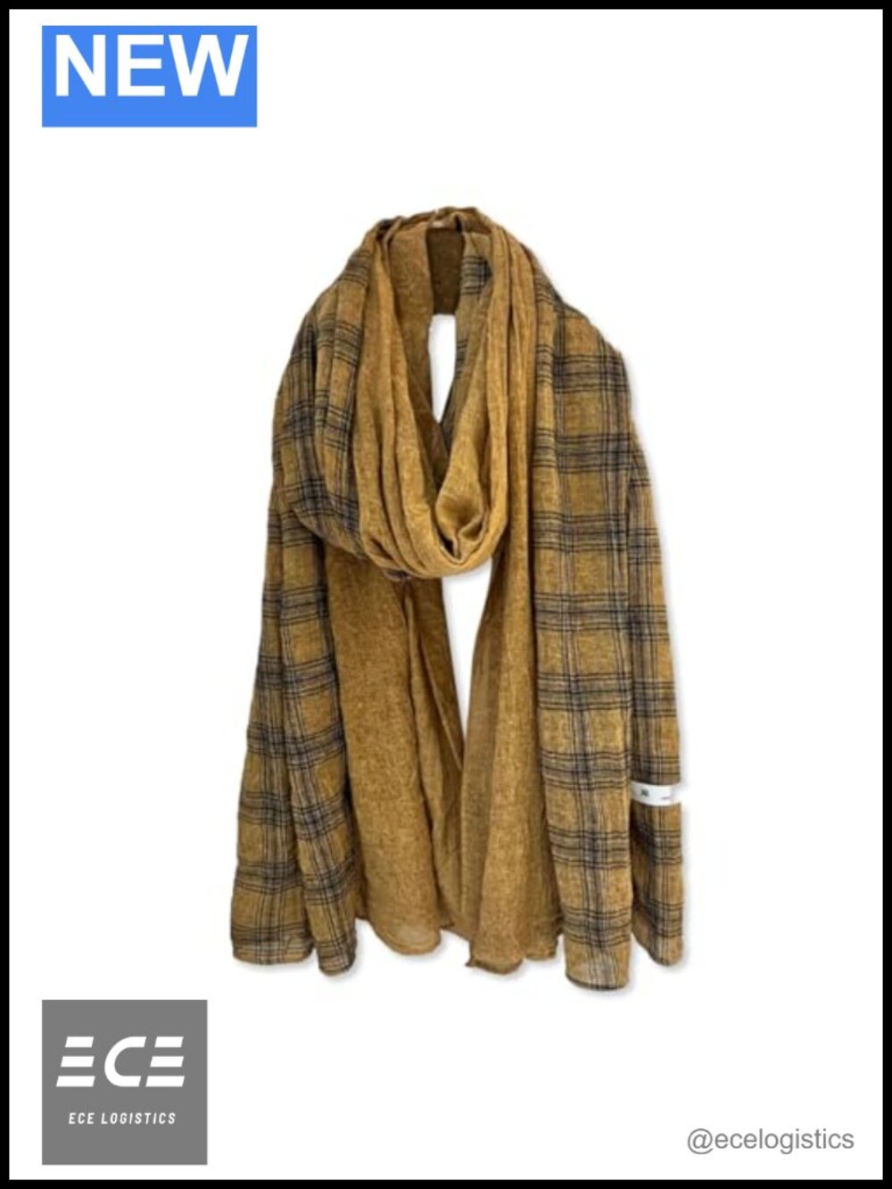 Linen Polyester Fashion Scarf Patchwork Plaid Long Shawl Wrap Hijab